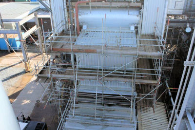 Amec Industrial Division. Milford Energy Ltd, Red Dragon Power Station, Milford Haven, Pembrokeshire, Wales. Boiler House Roof